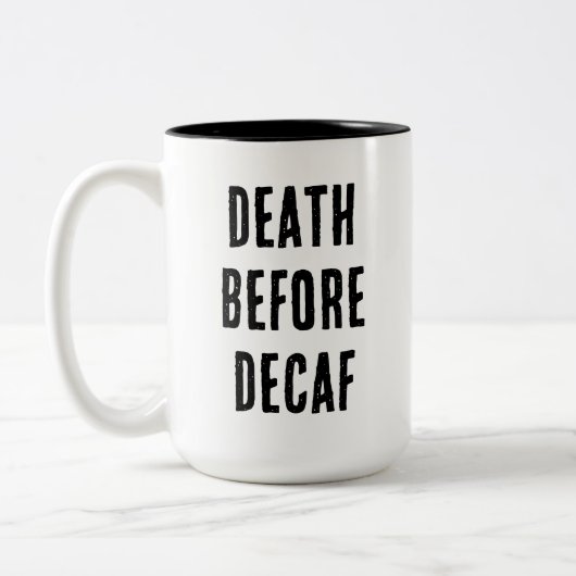 Death Before Decaf 15oz Mug ツートーンマグカップ (左)