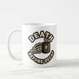 Death Before Decaf | Funny Retro Skull & Coffee  コーヒーマグカップ