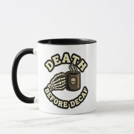 Death Before Decaf | Funny Retro Skull & Coffee  マグカップ