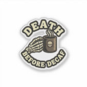 Death Before Decaf | Funny Retro Skull Laptop シール (正面)