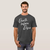 Death Before Disco おもしろい 70sスクリプカジュアルト Tシャツ (正面フル)