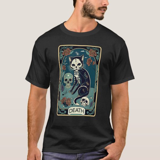Death Cat Tarot Card Graphic for Tarot Cat Lovers  Tシャツ (正面)
