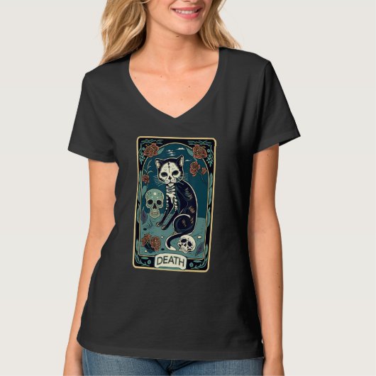 Death Cat Tarot Card Graphic for Tarot Cat Lovers  Tシャツ (正面)