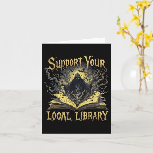 Death Gothic Support Your Local Library Lovers Boo カード (黄色い花)