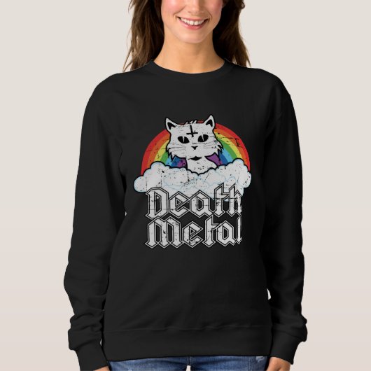Death Metal Cat Soft Goth Grunge Aesthetic Cat Kit スウェットシャツ (正面)