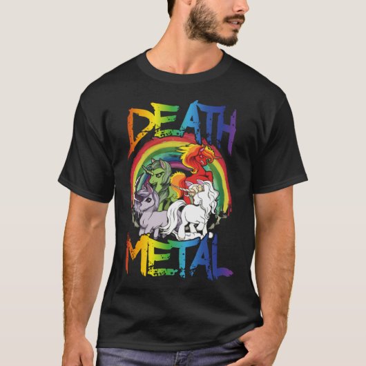 Death Metal  Rainbow Unicorn Apocalypse Tシャツ (正面)