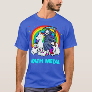 Death Metal s Unicorn Rainbow Grim Reaper Heavy Me Tシャツ