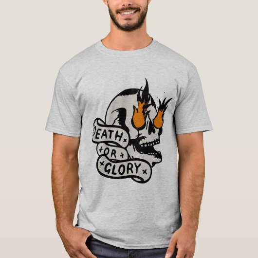 death or glory tete de mort crane flamme tattoo ol tシャツ (正面)