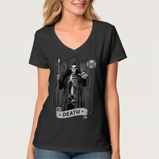 Death Tarot Card Occult Dark Grim Reaper Astrology Tシャツ (正面)