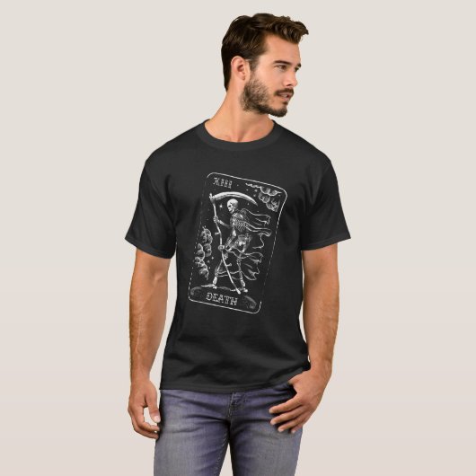 Death Tarot Card Unisex Adults Black Small Short S Tシャツ (正面フル)