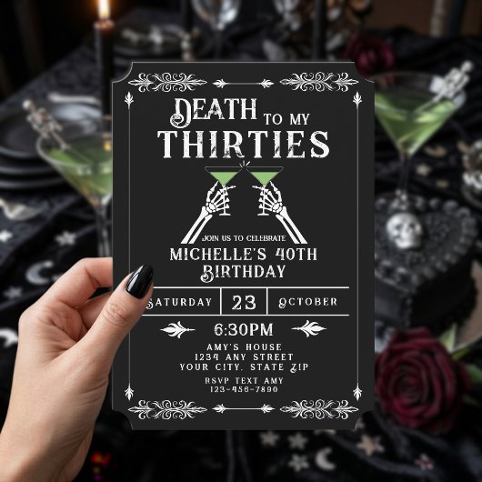 Death To My 30s Trendy Gothic 40th Birthday 招待状