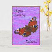 Deborahのハッピーバースデーの孔雀蝶カード カード (黄色い花)