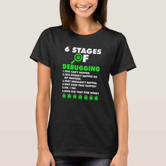DebuのComputer Coder Software Developer 6ステージ Tシャツ (正面)