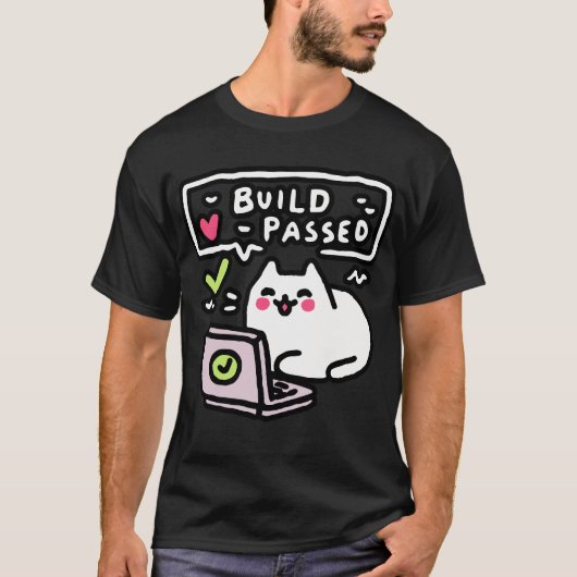 Debug Cat T-shirt – "Build Passed" Graphic for Cod Tシャツ (正面)