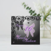 Debutantの蝶Sweet sixteen Purpl/BlackInvit. 招待状 (スタンド正面)