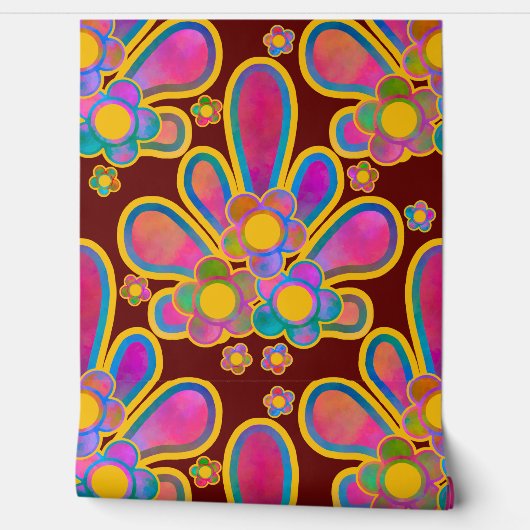 Decadent Guilded Retro Watercolor Ploomf in Iron 壁紙 (ほどく)