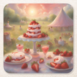 Decadent strawberry shortcake party supplies スクエアペーパーコースター