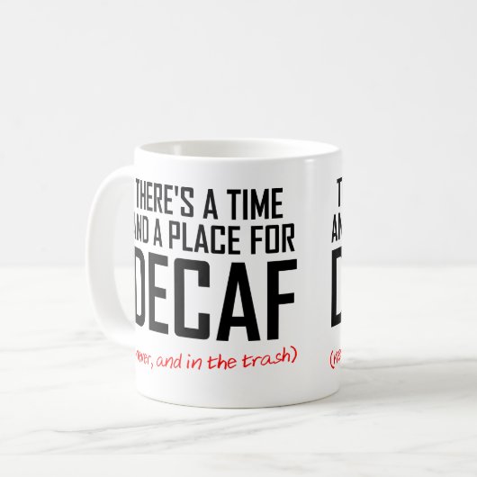 Decafのコーヒー嫌悪症のおもしろマグカップ コーヒーマグカップ (正面左)