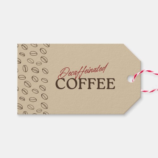 Decaffeinated Coffee Gift Tag – Retro Coffee Beans ギフトタグ (正面(横))