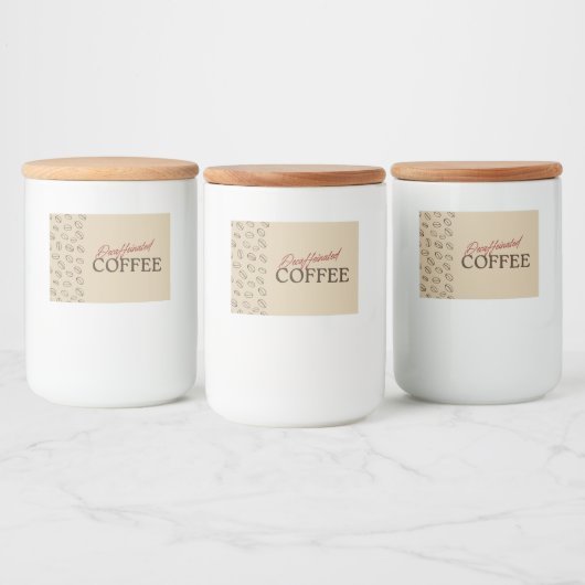 Decaffeinated Coffee Label – Retro Coffee Beans フードラベル (ボトル)