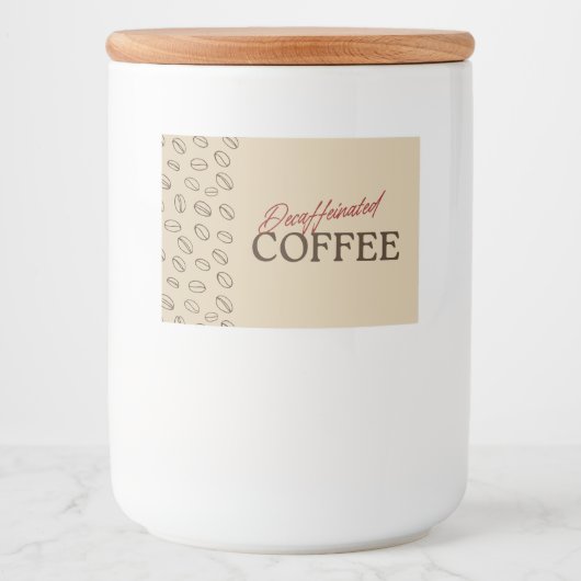Decaffeinated Coffee Label – Retro Coffee Beans フードラベル (正面)