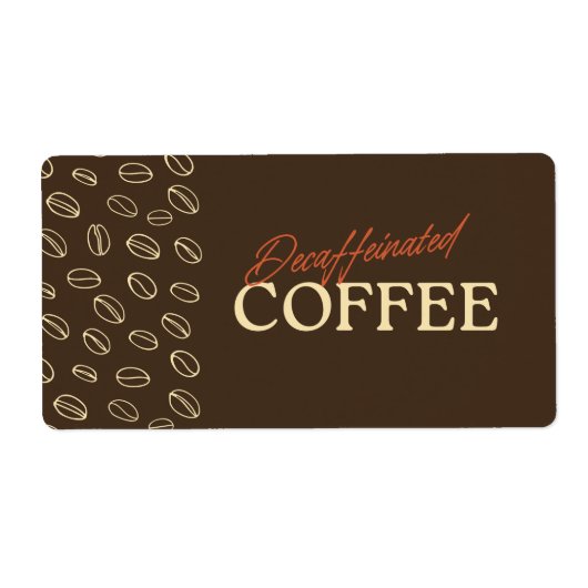 Decaffeinated Coffee Label – Retro Coffee Beans ラベル (正面)