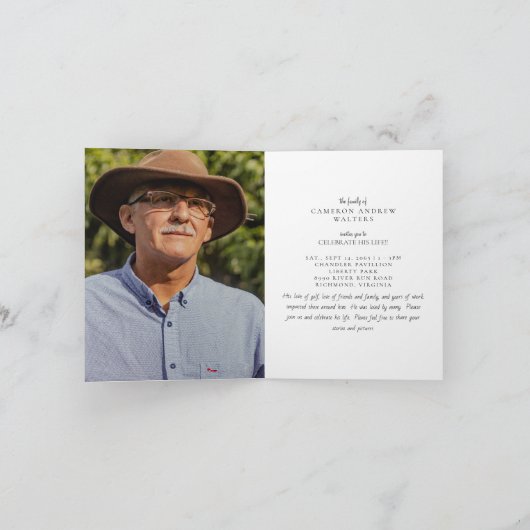 Deceased Photo Celebration of Life Folded 招待状 (内部)