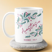 December Birth Flower Custom Name Holly コーヒーマグカップ