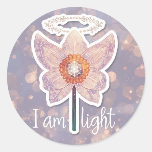 December Birth Flower Round Sticker Narcissus ラウンドシール (正面)
