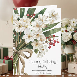 December Birth Month Flowers Happy Birthday カード