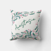 December Birth Month Holly Personalized クッション (裏面)