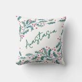 December Birth Month Holly Personalized クッション (正面)