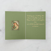 December Birthday Art Nouveau Holly Berries カード (内部)