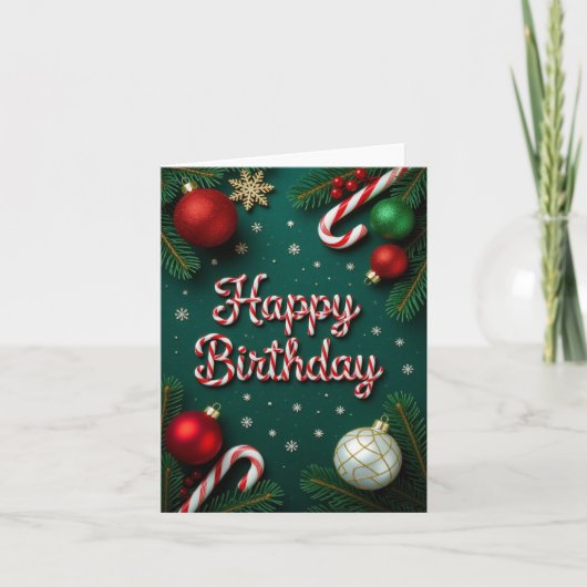December Birthday card, Christmas Birthday card サンキューカード (正面)