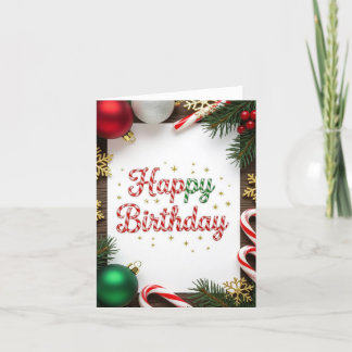 December Birthday card, Christmas Birthday card サンキューカード
