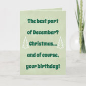 December Birthday & Christmas Card – Funny Holiday カード (正面)