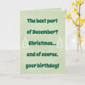 December Birthday & Christmas Card – Funny Holiday カード (黄色い花)