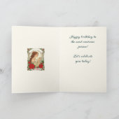 December Birthday Holly Berries And Red Poinsettia カード (内部)