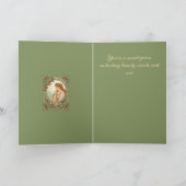 December Birthday Holly Berries Art Nouveau カード (内部)