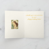 December Birthday Narcissus Art Nouveau Illustrati カード (内部)