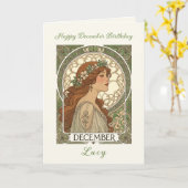 December Birthday Narcissus Art Nouveau Style カード (黄色い花)