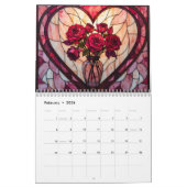 December Hanukkah Theme Stained Glass AI-generated カレンダー (2月 2026)