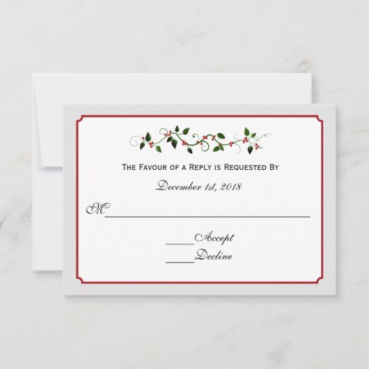 December Holidayの対応結婚RSVP 出欠カード (正面)