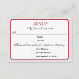 December Holiday Wedding RSVP Response with Menu