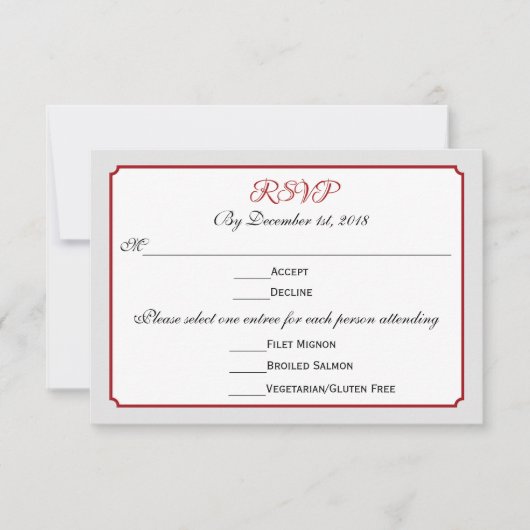 December Holiday Wedding RSVP Response with Menu (正面)