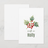 December Holly Birth FlowerThank You Card サンキューカード (正面/裏面)