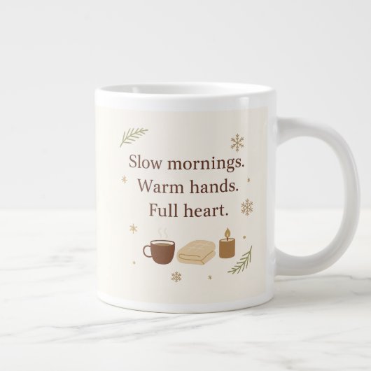 December Mornings | Slow Mornings. Warm Hands.  ジャンボコーヒーマグカップ (右)