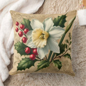 December Narcissus & Holly Birth Month クッション (ブランケット)