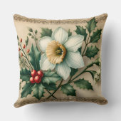 December Narcissus & Holly Birth Month クッション (裏面)