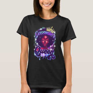 December Queen Black Women Black Queen Happy Birth Tシャツ